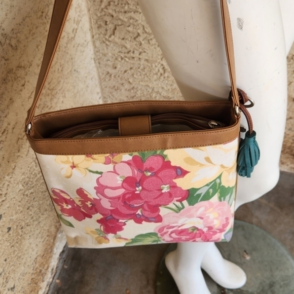 Fossil 1954 Floral Leather & Canvas Shoulder Purse‎ - Picture 4 of 6